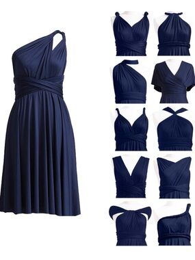 Convertible Navy Blue Multiway Dress - Women